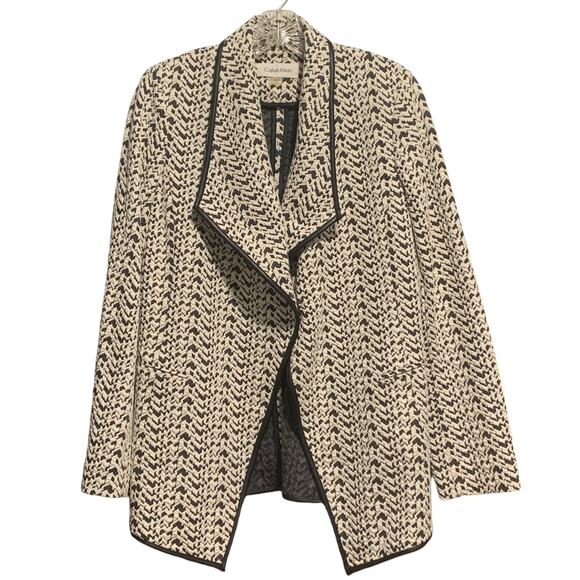 CALVIN KLEIN Blazer 10P 1-Snap Front Textured Unlined Career Professional Office - Picture 1 of 8